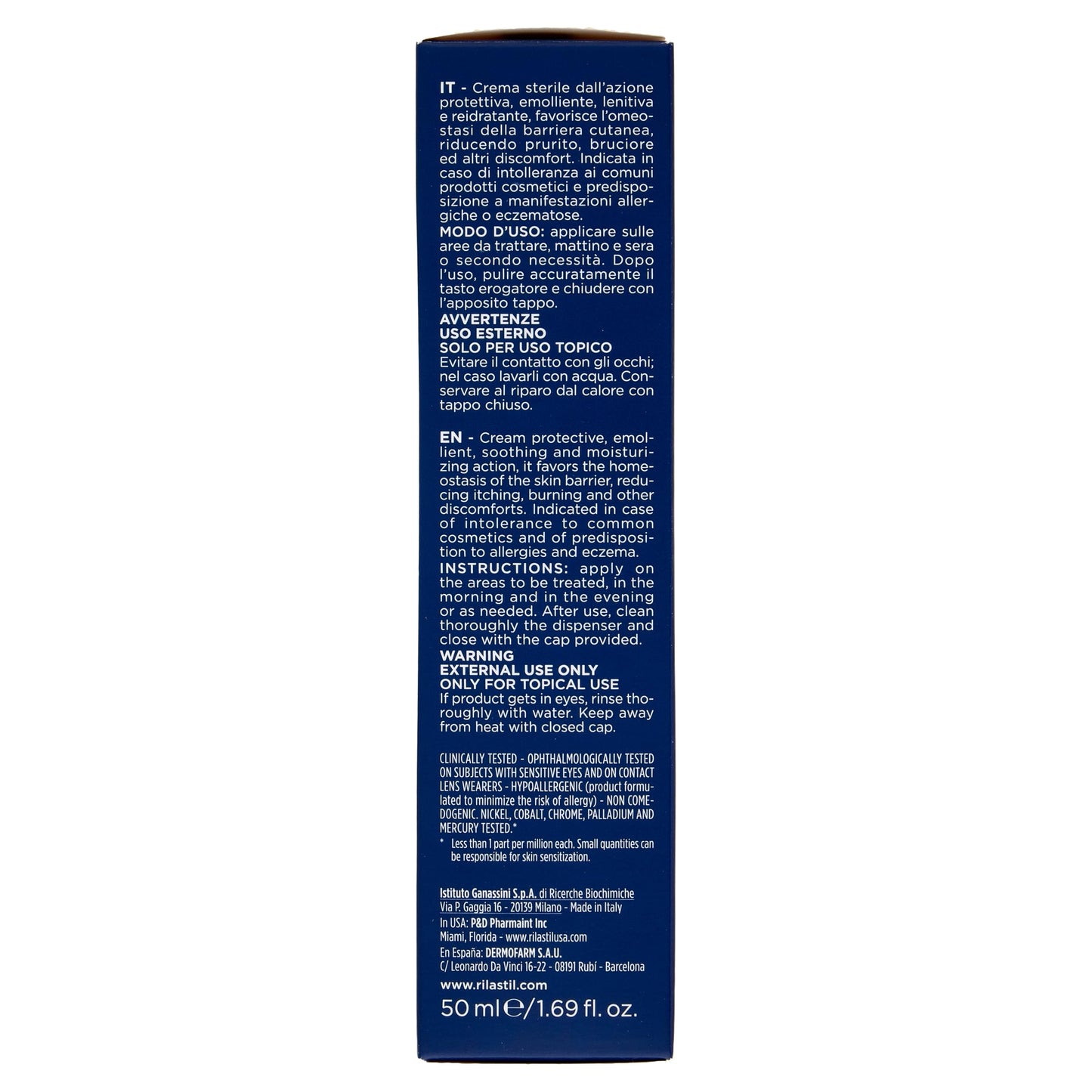 Rilastil Difesa Crema Sterile, Protettiva, Emolliente, Lenitiva e Reidratante per Pelli Sensibili e Reattive, Senza Conservanti e Profumo, Confezione da 50ml
