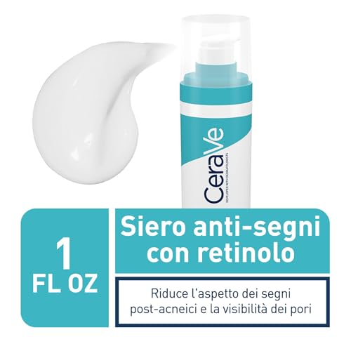 CeraVe Siero Anti-Segni con Retinolo, Per Segni Post-Imperfezioni e Pori Dilatati, Pelle Morbida e Levigata, Con Retinolo Incapsulato, Liquirizia, Ceramidi e Niacinamide, 30 ml