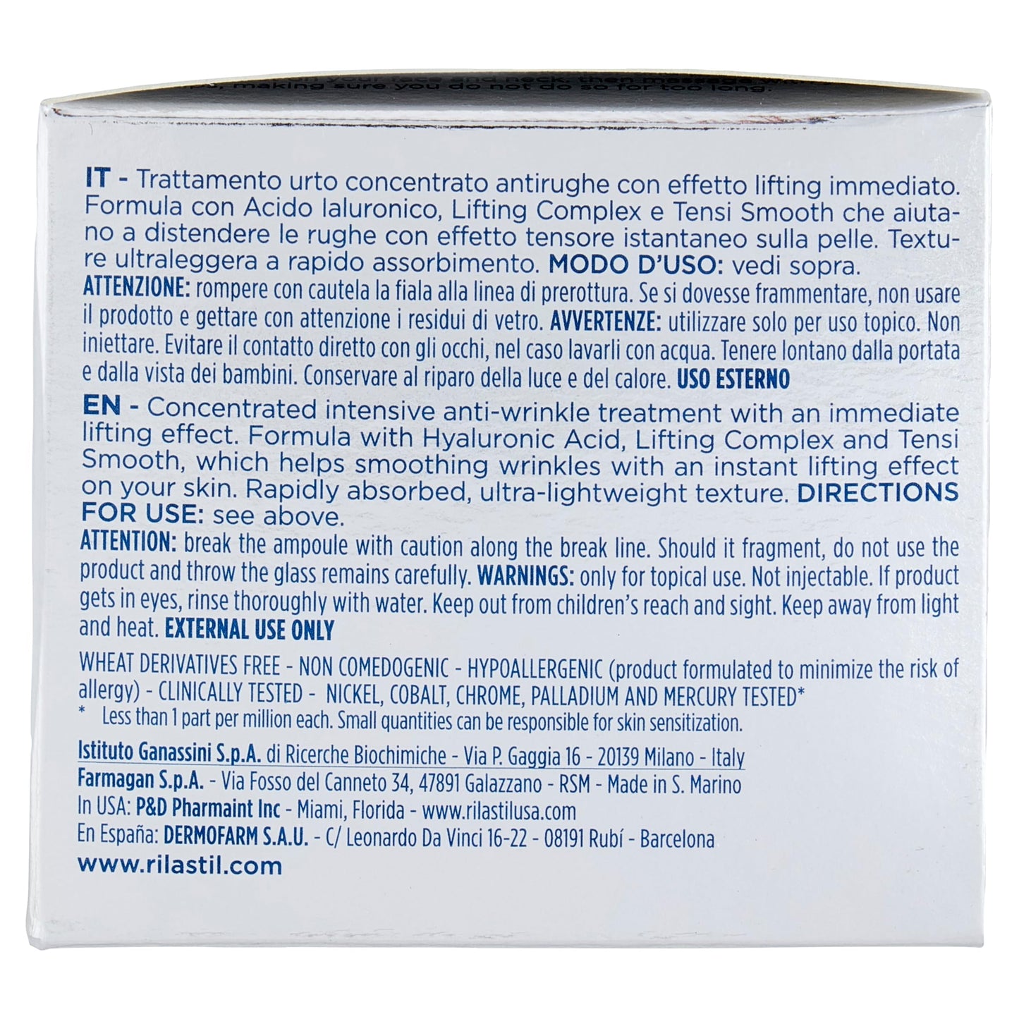 Rilastil Hydrotenseur Fiale Antirughe Liftanti, Trattamento Urto Concentrato, Effetto Lifting, Texture Ultra Leggera a Rapido Assorbimento, Confezione de 7x1 ml