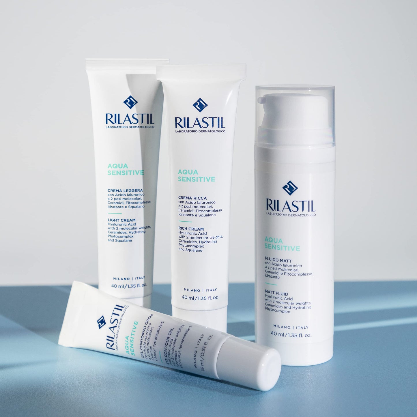 Rilastil Aqua Sensitive Gel Contorno Occhi, Azione Idratante, Antiborse, Antiocchiaie, per Tutti i Tipi di Pelle, Confezione da 15ml