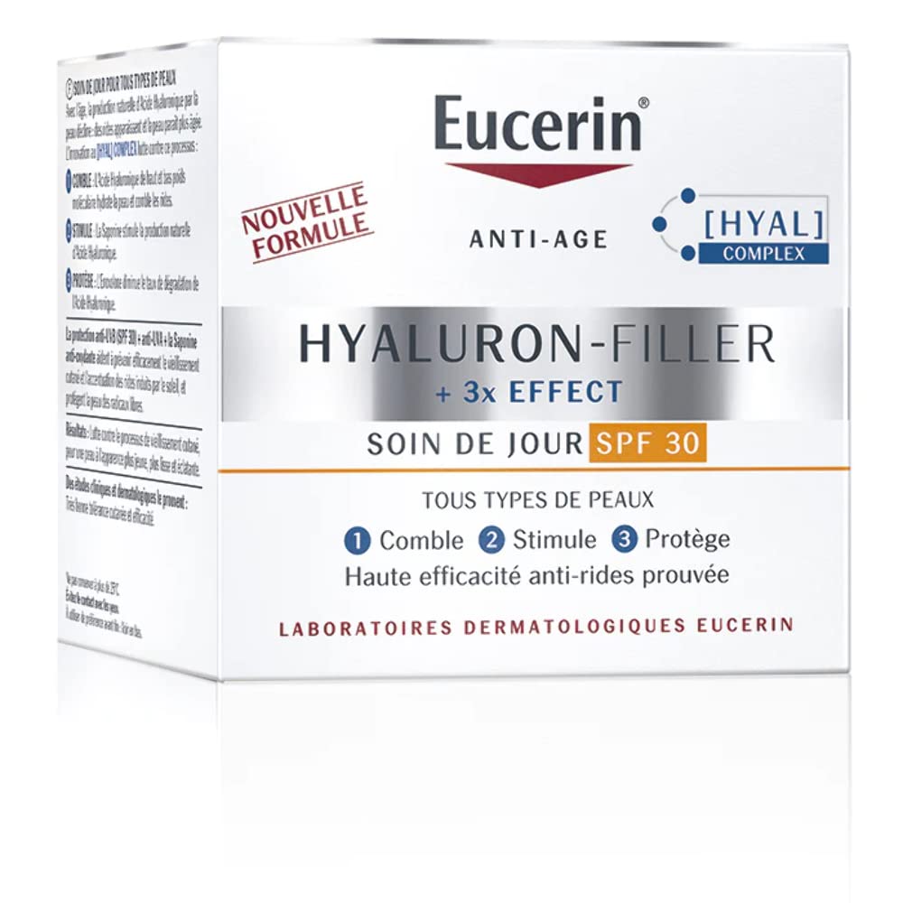 Eucerin Hyaluron-Filler Crema Giorno SPF 15 Pelli Secche 50 ml, Crema viso antirughe e idratante, Formula con SPF 15 e Acido Ialuronico per una pelle ringiovanita, Adatta per pelle secca