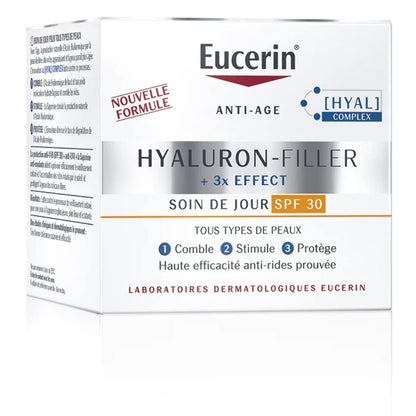 Eucerin Hyaluron-Filler Crema Giorno SPF 15 Pelli Secche 50 ml, Crema viso antirughe e idratante, Formula con SPF 15 e Acido Ialuronico per una pelle ringiovanita, Adatta per pelle secca