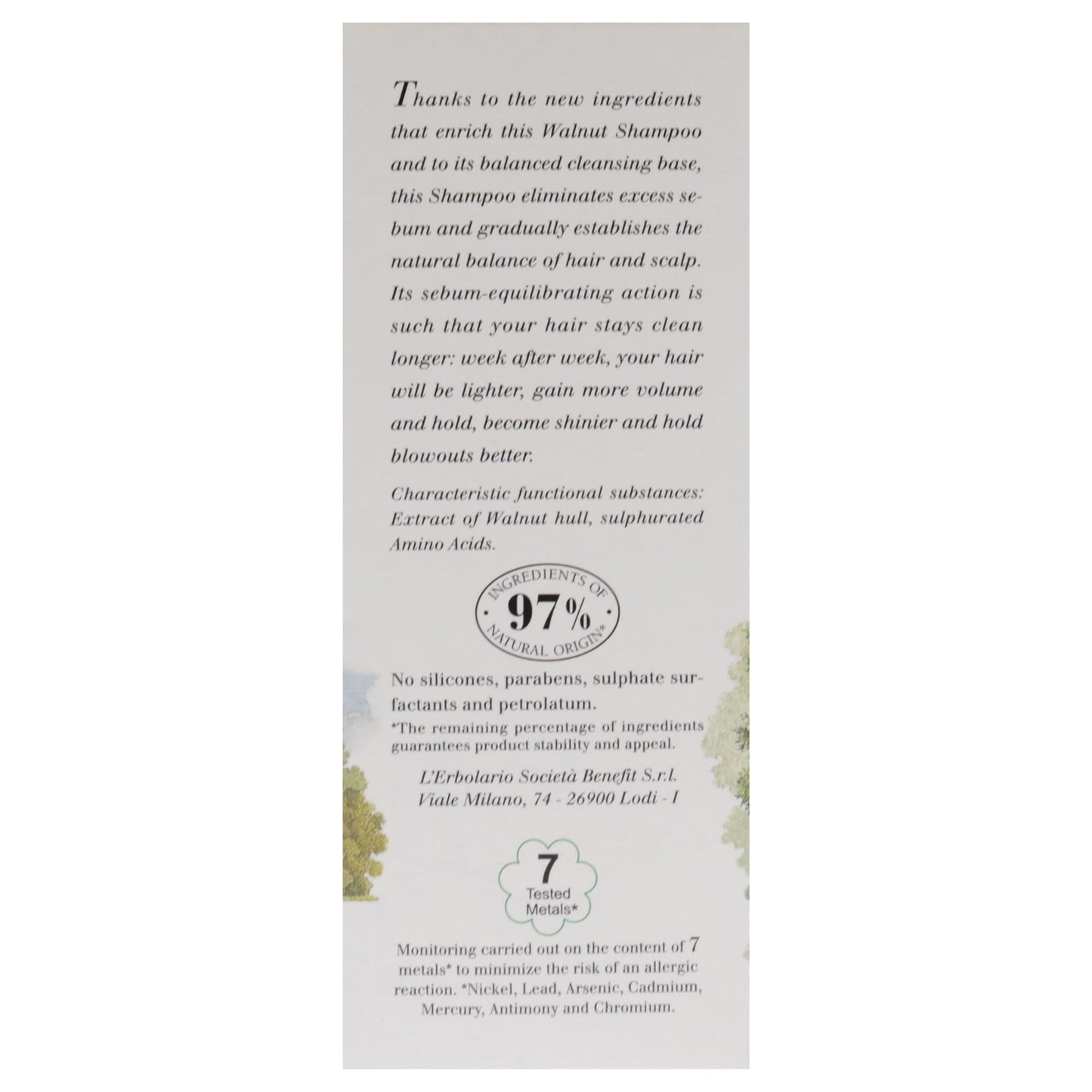 L'Erbolario Shampoo alla Noce Seboequilibrante ed Astringente per Capelli Grassi - 200 ml