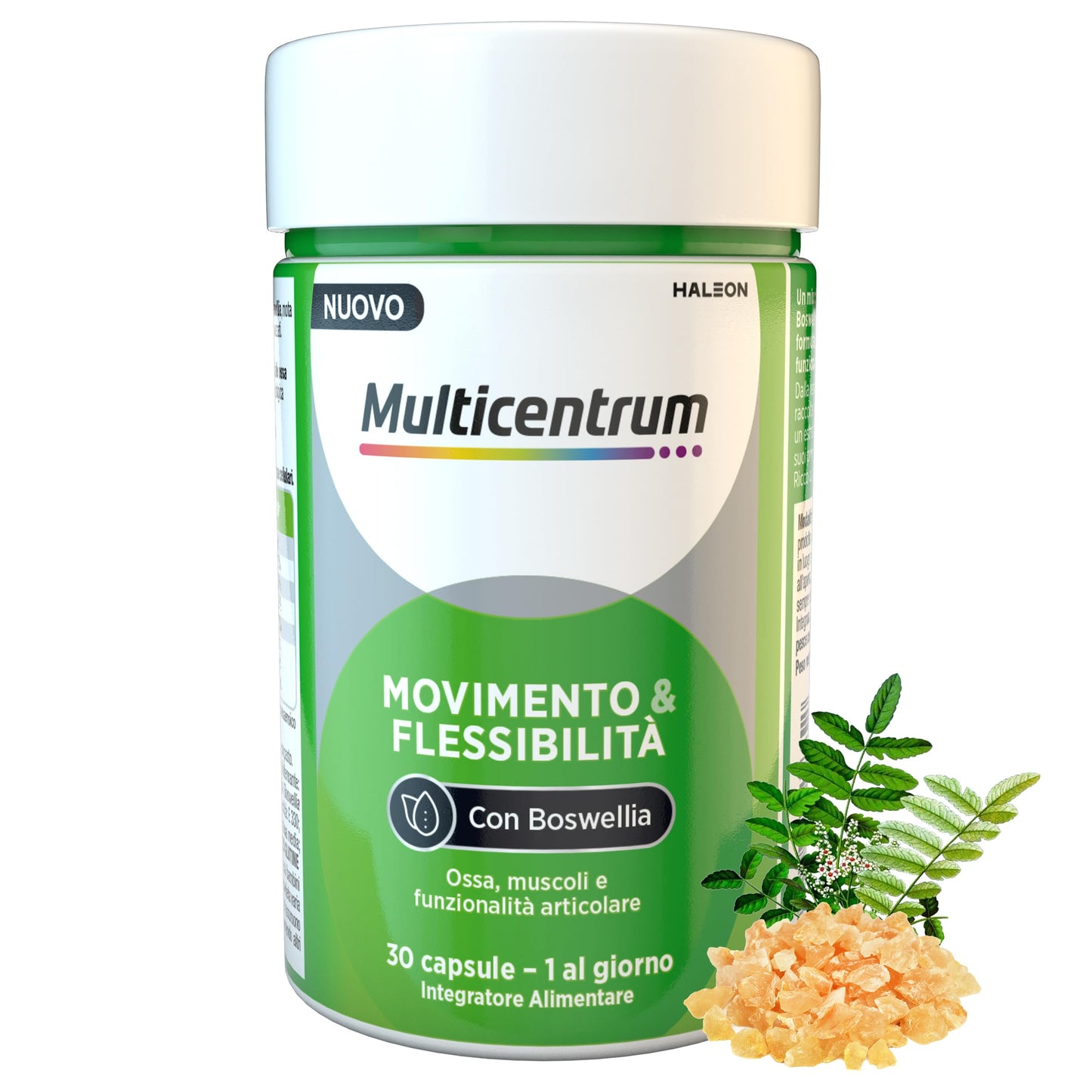 Multicentrum Movimento & Flessibilità, Integratore Alimentare con Boswellia, Vitamina C, D, K, e Omega3, formulato per Ossa, Muscoli e Funzionalità Articolare, Adulti, 30 capsule