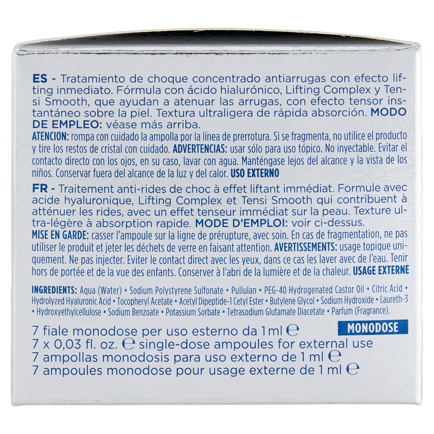 Rilastil Hydrotenseur Fiale Antirughe Liftanti, Trattamento Urto Concentrato, Effetto Lifting, Texture Ultra Leggera a Rapido Assorbimento, Confezione de 7x1 ml