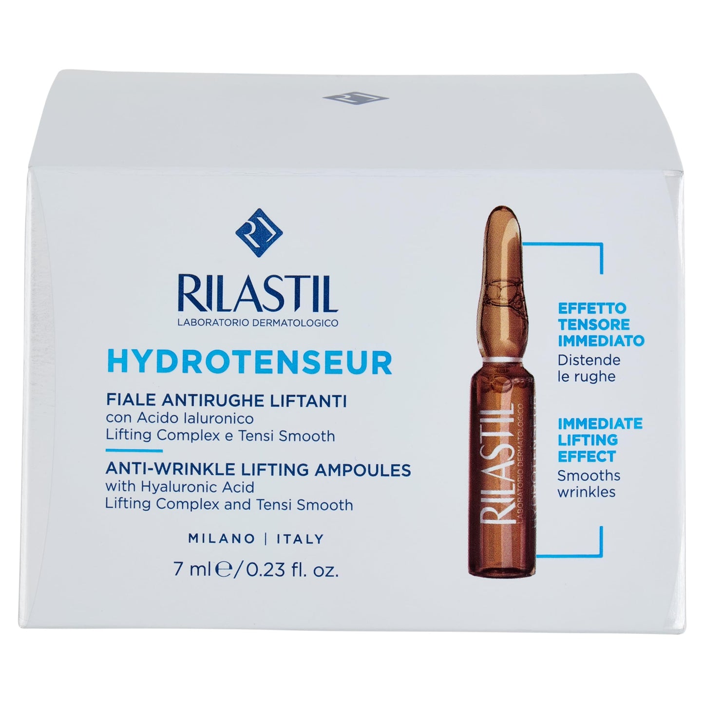 Rilastil Hydrotenseur Fiale Antirughe Liftanti, Trattamento Urto Concentrato, Effetto Lifting, Texture Ultra Leggera a Rapido Assorbimento, Confezione de 7x1 ml