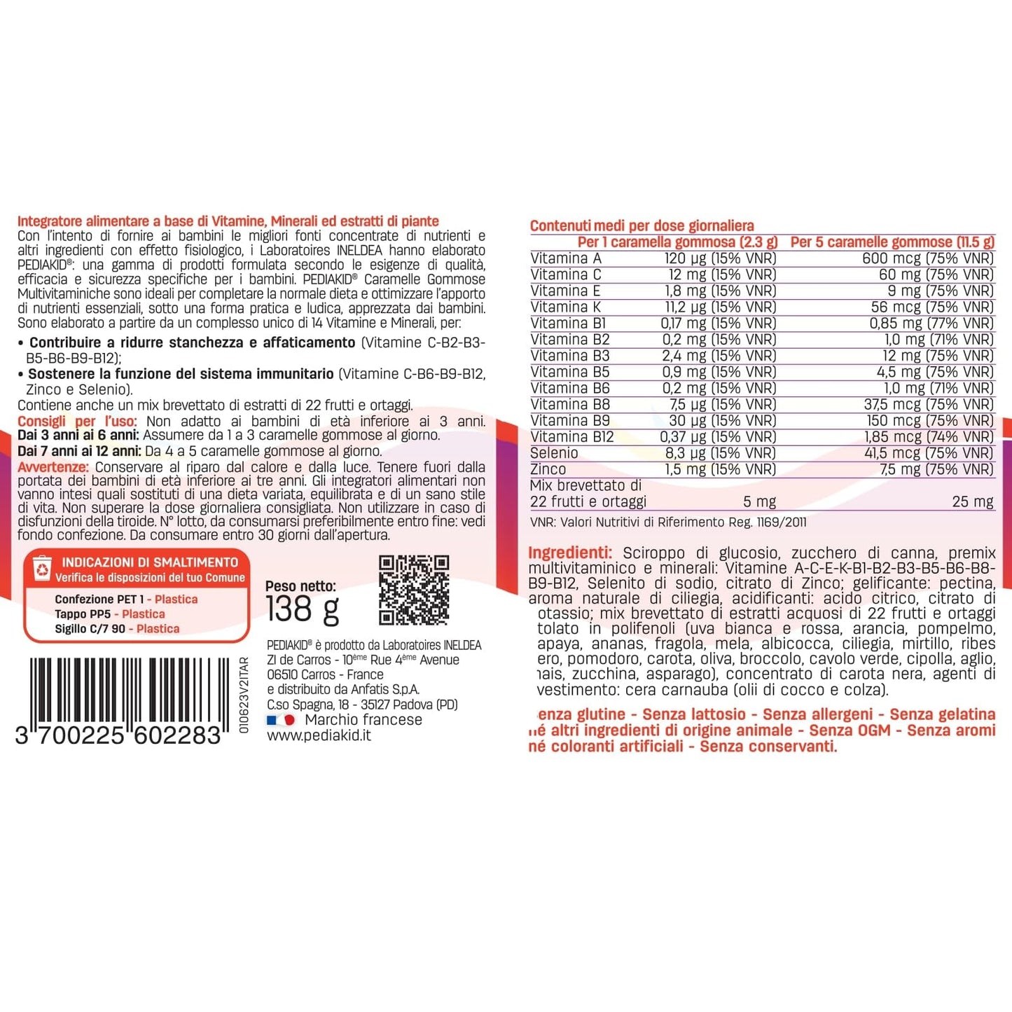 PEDIAKID - Caramelle Gommose Multivitaminiche