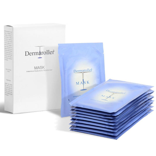 Dermaroller - Maschera viso all'acido ialuronico contro la pelle secca - Skincare (Premium) Idrata, riduce le rughe, favorisce la formazione di collagene - 1 x 10 pezzi) (confezione da 10)