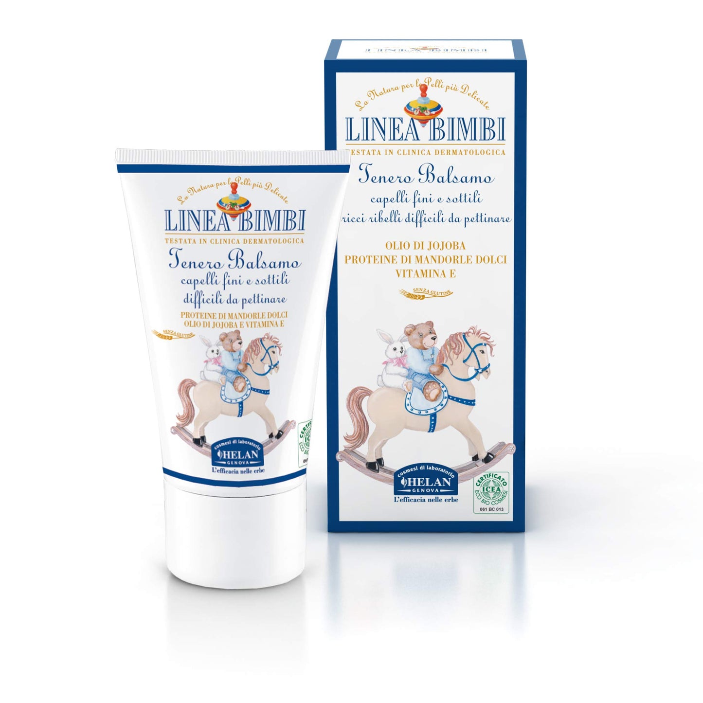 Helan, Linea Bimbi - Balsamo Capelli Ricci e Difficili da Pettinare Bambini, Districante Capelli Fini e Sottili Bambino e Bambina con Olio di Mandorle Dolci e Jojoba, Senza Parabeni e Siliconi - 50 ml