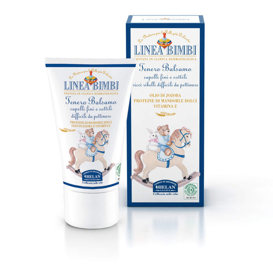 Helan, Linea Bimbi - Balsamo Capelli Ricci e Difficili da Pettinare Bambini, Districante Capelli Fini e Sottili Bambino e Bambina con Olio di Mandorle Dolci e Jojoba, Senza Parabeni e Siliconi - 50 ml