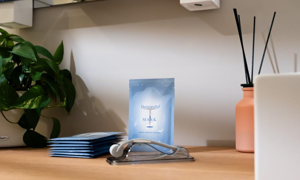 Dermaroller - Maschera viso all'acido ialuronico contro la pelle secca - Skincare (Premium) Idrata, riduce le rughe, favorisce la formazione di collagene - 1 x 10 pezzi) (confezione da 10)