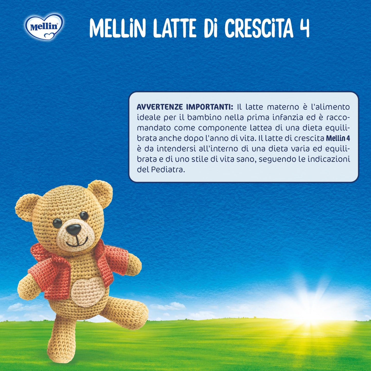 MELLIN 4 - Latte di Crescita in Polvere per Bambini - dal 2° anno compiuto al 3° anno - Confezione da 3600 grammi (3 x 1200g)