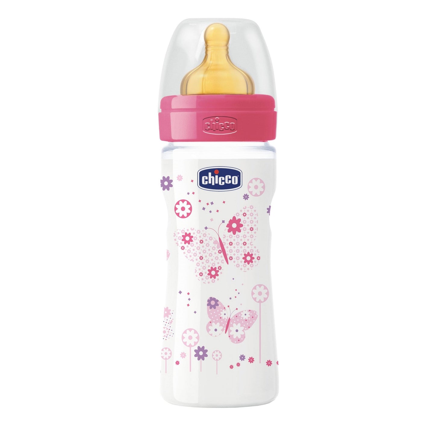 Chicco Benessere Plastica Bambina Biberon, Caucciù, Flusso Medio, 250 ml, Rosa