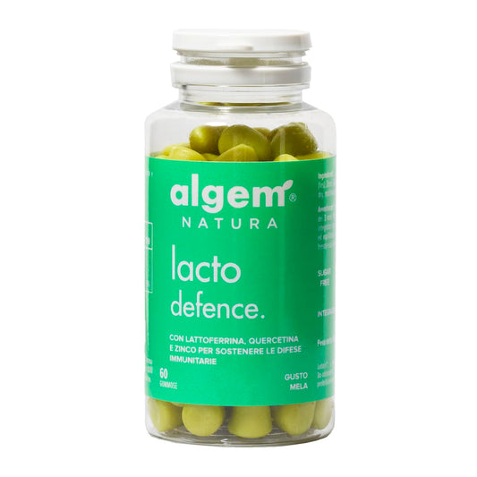 Lattoferrina 200 mg/Dose con Quercetina, FOS e Zinco Gommose Algem Natura® LACTO DEFENCE Integratore Difese Immunitarie Bambini, Sistema Immunitario Adulti, Antiossidante Naturale, Immuno