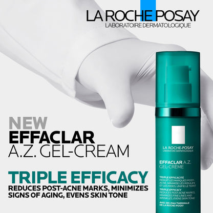 La Roche-Posay Effaclar A.Z. Gel-Cream, Trattamento Anti-Imperfezioni e Anti-Invecchiamento, Purifica la Pelle, Corregge le Macchie Pigmentarie, Arricchito con Acido Azelaico e Acido Ialuronico, 40 ml