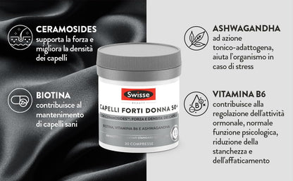 Swisse Capelli Forti Integratore Alimentare che Combina Vitamine, Minerali e Ingredienti di Origine Naturale