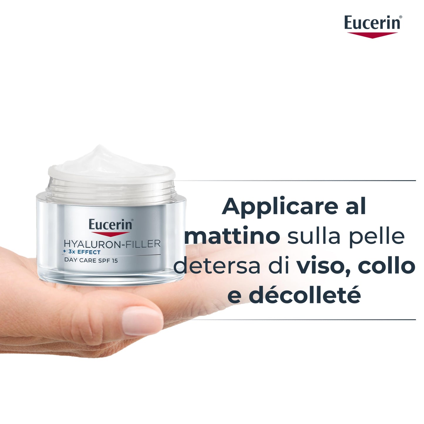Eucerin Hyaluron-Filler Crema Giorno SPF 15 Pelli Secche 50 ml, Crema viso antirughe e idratante, Formula con SPF 15 e Acido Ialuronico per una pelle ringiovanita, Adatta per pelle secca