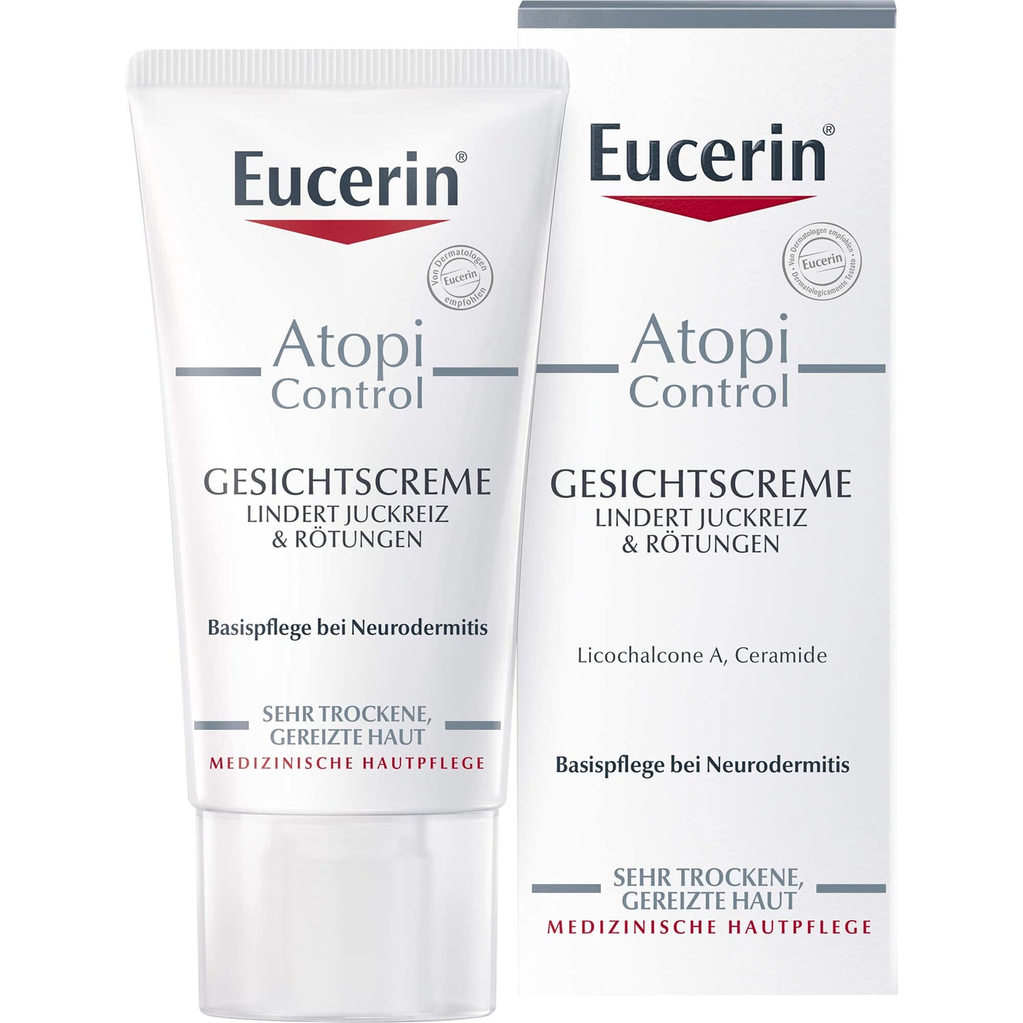 Eucerin AtopiControl Gesichtscreme lindert Juckreiz & Rötungen, 50 ml Crema