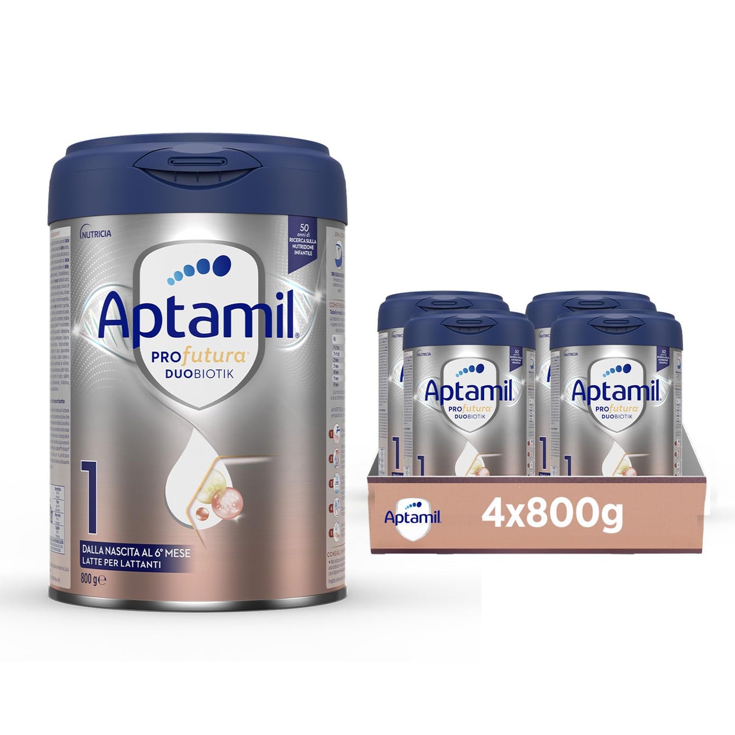 APTAMIL PROFUTURA Duobiotik 1 - Latte in polvere per Lattanti dalla Nascita al 6° mese - 3200 grammi (4 confezioni da 800g)