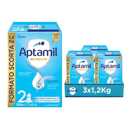 APTAMIL 2 - Latte di Proseguimento in Polvere per Neonati dai 6 ai 12 mesi - Formato Convenienza da 3600 grammi (3 confezioni da 1200g)