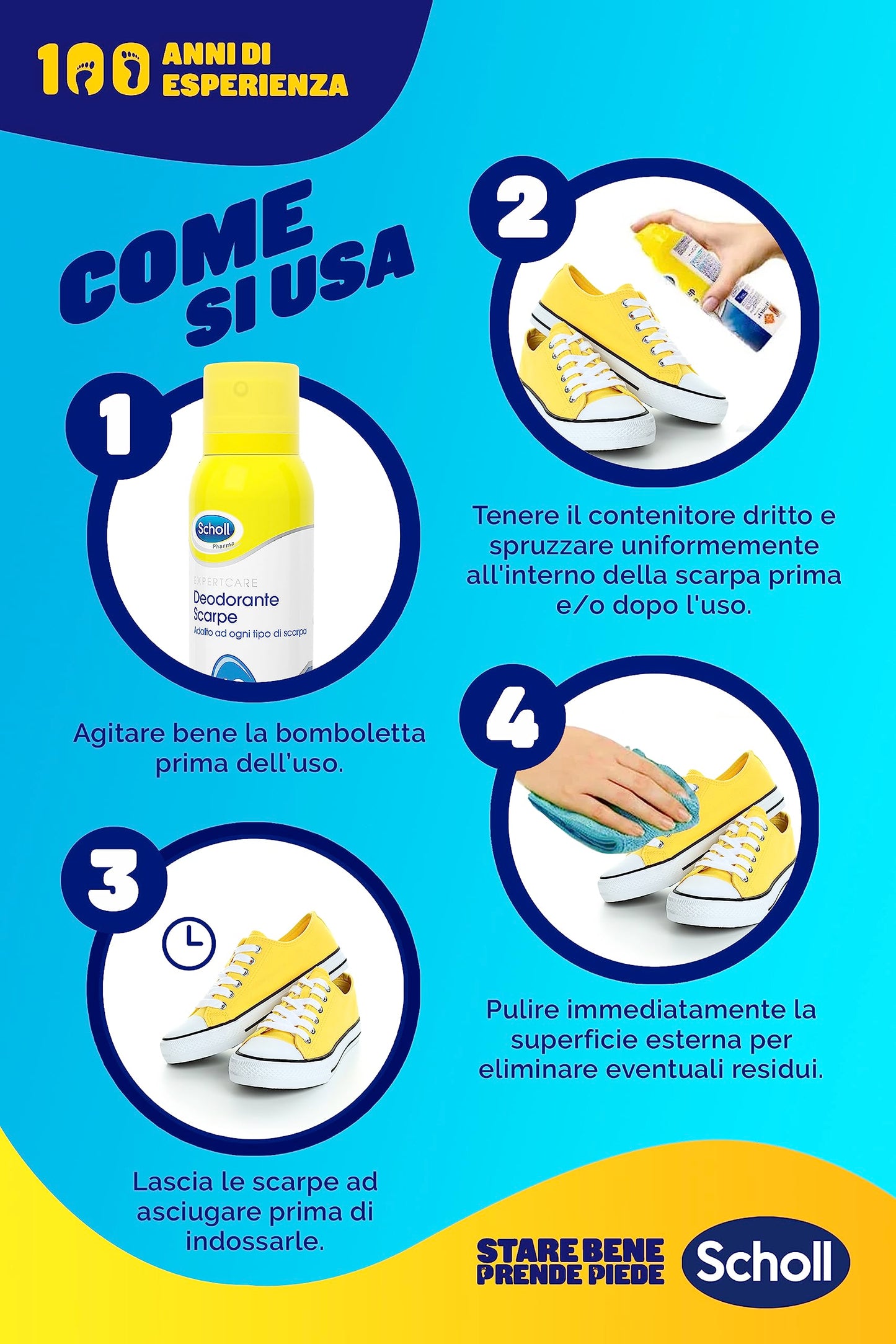 Dr. Scholl's ExpertCare Deodorante Spray per Scarpe con Tecnologia Attiva sul Controllo degli Odori