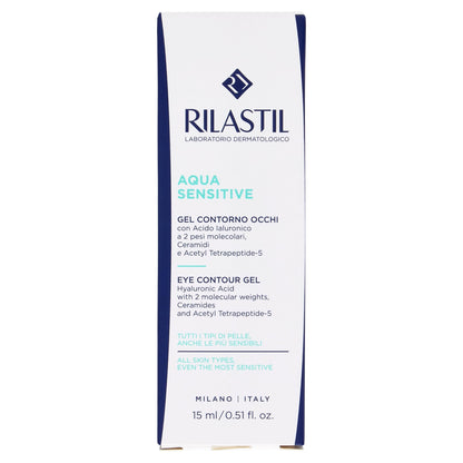 Rilastil Aqua Sensitive Gel Contorno Occhi, Azione Idratante, Antiborse, Antiocchiaie, per Tutti i Tipi di Pelle, Confezione da 15ml
