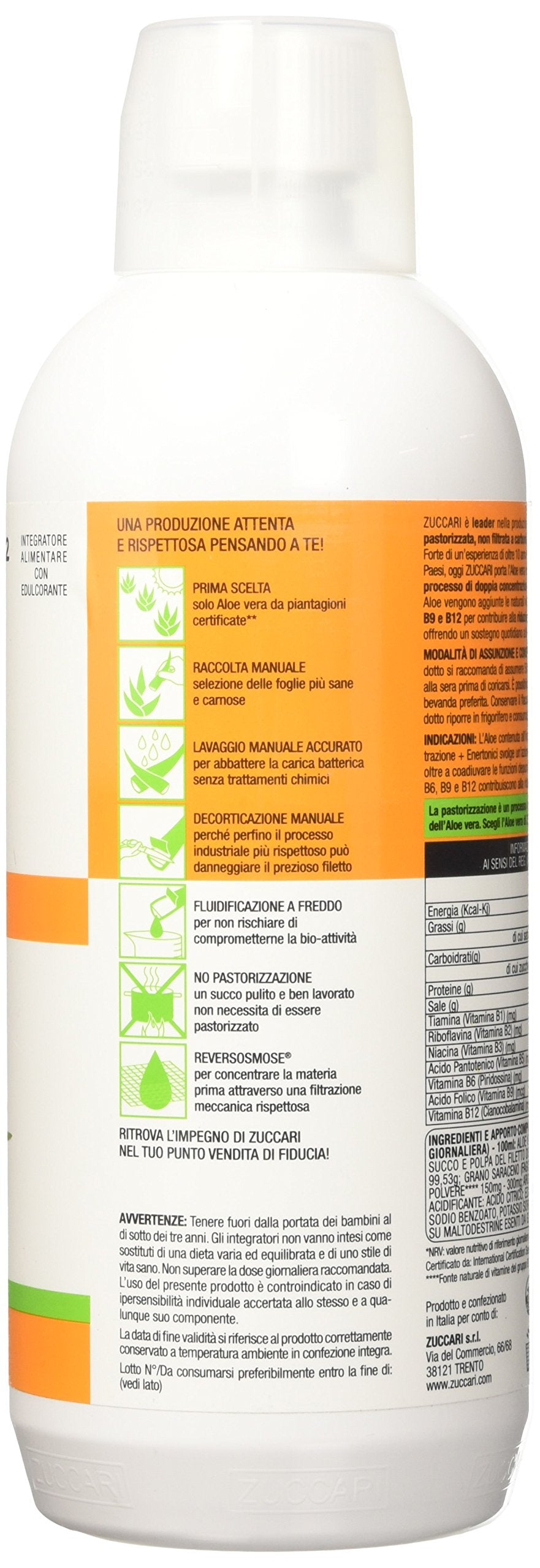 ZUCCARI Aloevera 2 Succo Puro D'aloe E Enertonici, 1000 ml