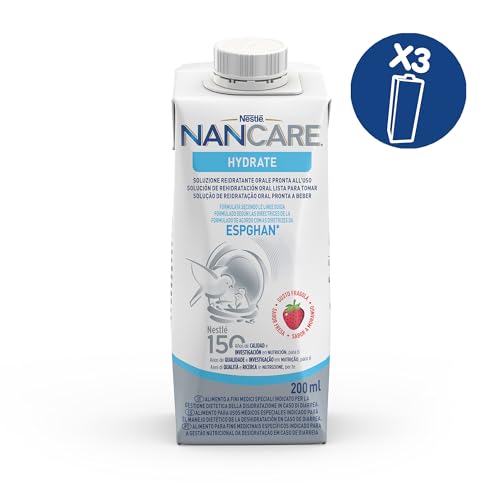 NESTLÉ NANCARE HYDRATE Alimento a Fini Medici Speciali alla Fragola, 3 Brick da 200ml (600ml)