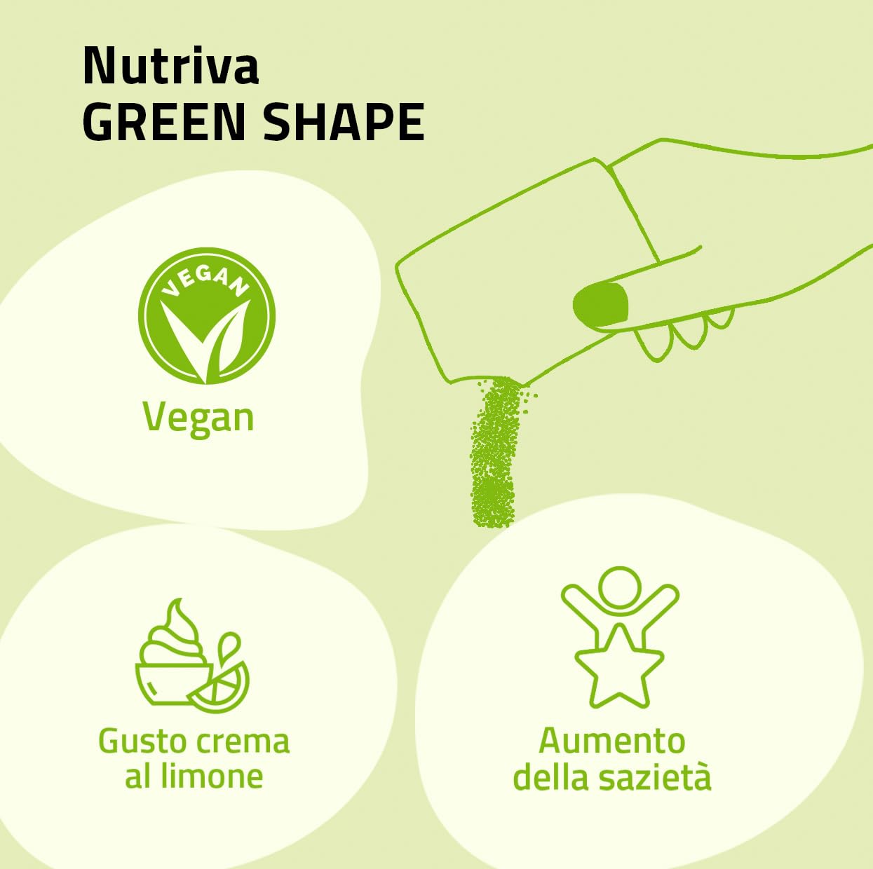 NUTRIVA Green Shape, Integratore Alimentare Controllo Peso, Circonferenza Vita, Drenante, Massa Grassa, HOWARU®, Clinicamente Testato, Tè Verde, Glucomannano, 14 Bustine, Gusto Crema al Limone