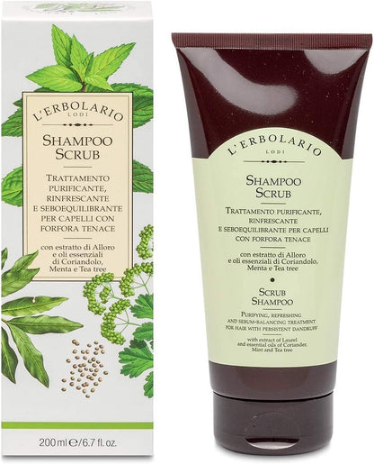 L'Erbolario Shampoo Scrub Antiforfora con Estratti di Alloro e Oli Essenziali - 200 ml