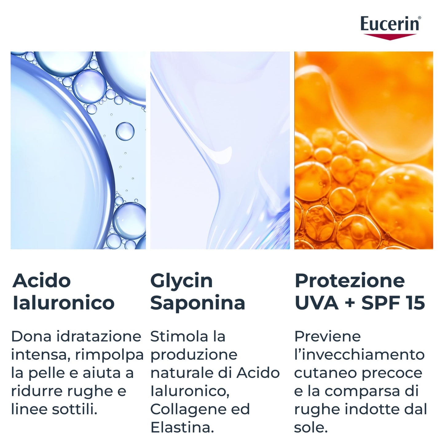 Eucerin Hyaluron-Filler Crema Giorno SPF 15 Pelli Secche 50 ml, Crema viso antirughe e idratante, Formula con SPF 15 e Acido Ialuronico per una pelle ringiovanita, Adatta per pelle secca