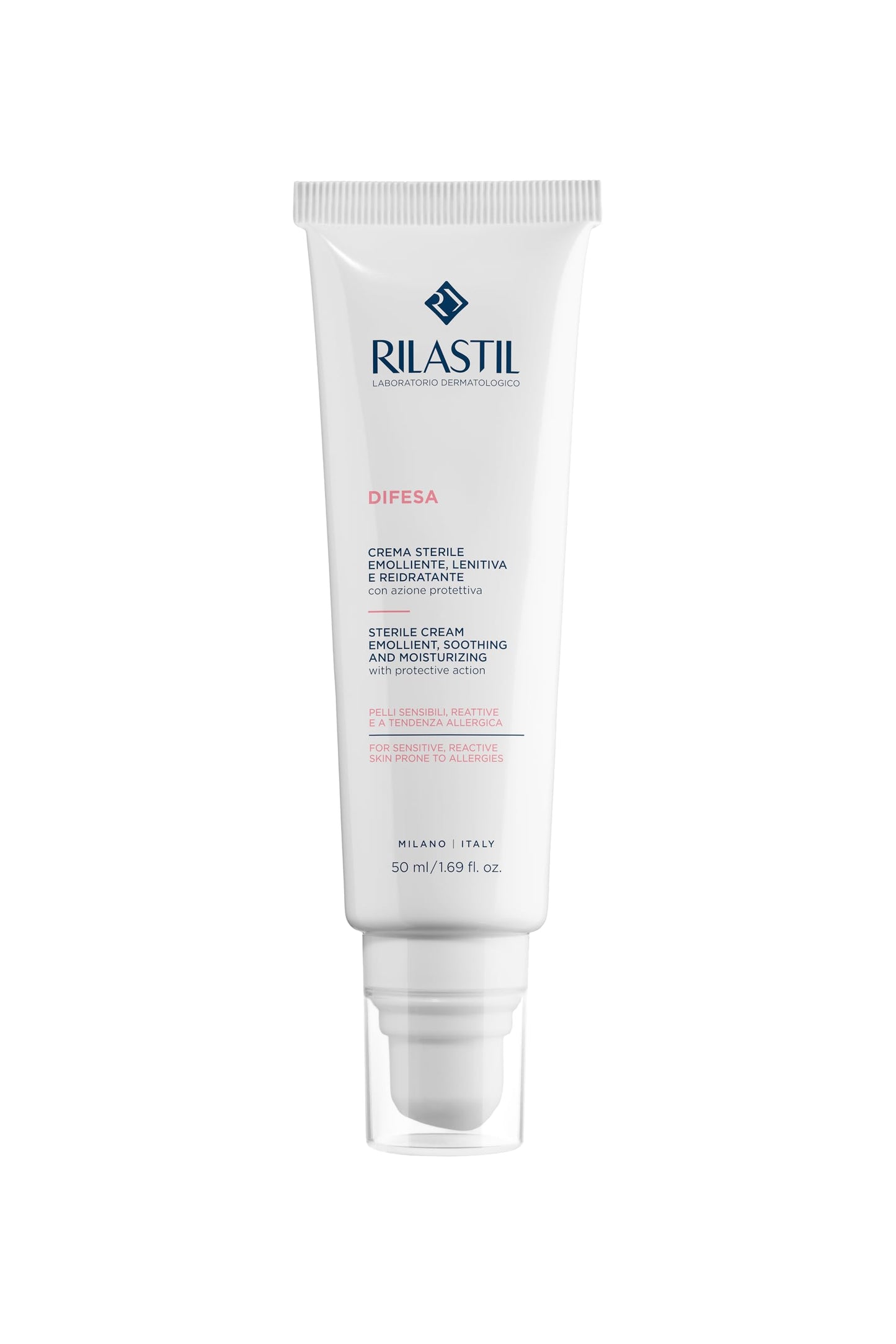 Rilastil Difesa Crema Sterile, Protettiva, Emolliente, Lenitiva e Reidratante per Pelli Sensibili e Reattive, Senza Conservanti e Profumo, Confezione da 50ml