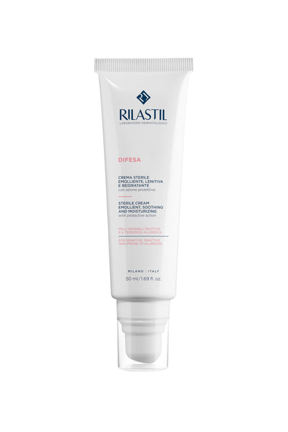 Rilastil Difesa Crema Sterile, Protettiva, Emolliente, Lenitiva e Reidratante per Pelli Sensibili e Reattive, Senza Conservanti e Profumo, Confezione da 50ml