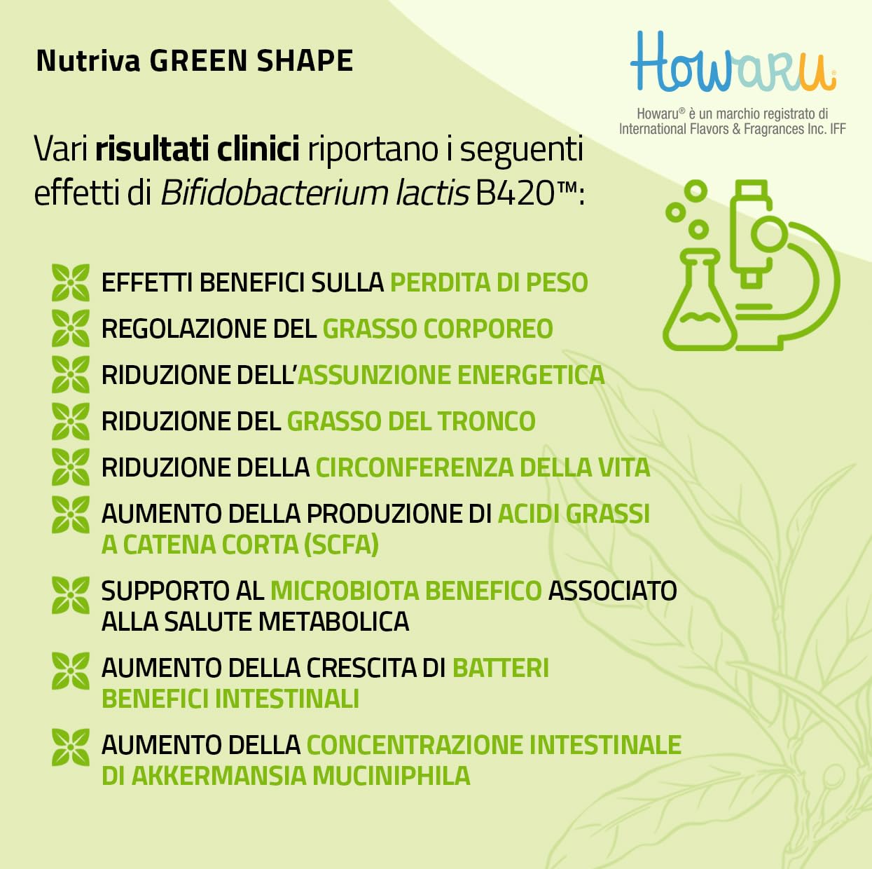 NUTRIVA Green Shape, Integratore Alimentare Controllo Peso, Circonferenza Vita, Drenante, Massa Grassa, HOWARU®, Clinicamente Testato, Tè Verde, Glucomannano, 14 Bustine, Gusto Crema al Limone