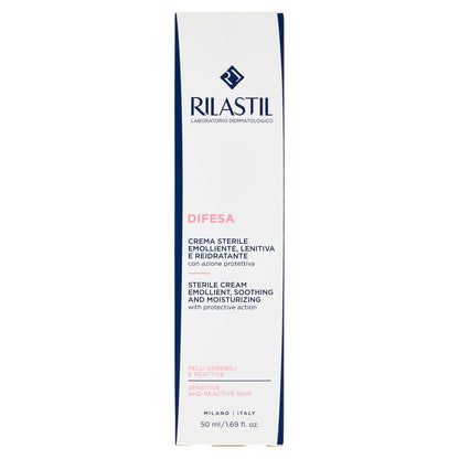 Rilastil Difesa Crema Sterile, Protettiva, Emolliente, Lenitiva e Reidratante per Pelli Sensibili e Reattive, Senza Conservanti e Profumo, Confezione da 50ml