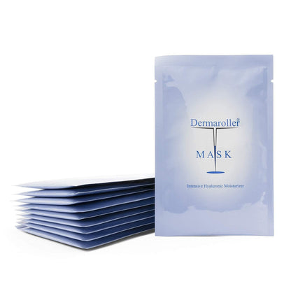 Dermaroller - Maschera viso all'acido ialuronico contro la pelle secca - Skincare (Premium) Idrata, riduce le rughe, favorisce la formazione di collagene - 1 x 10 pezzi) (confezione da 10)