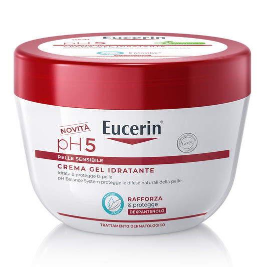 Eucerin pH5 Crema Gel Idratante 350 ml, Crema idratante corpo dalla texture ultra leggera ad assorbimento rapido, Gel corpo con Dexpantenolo e Glicerina per pelle secca e sensibile