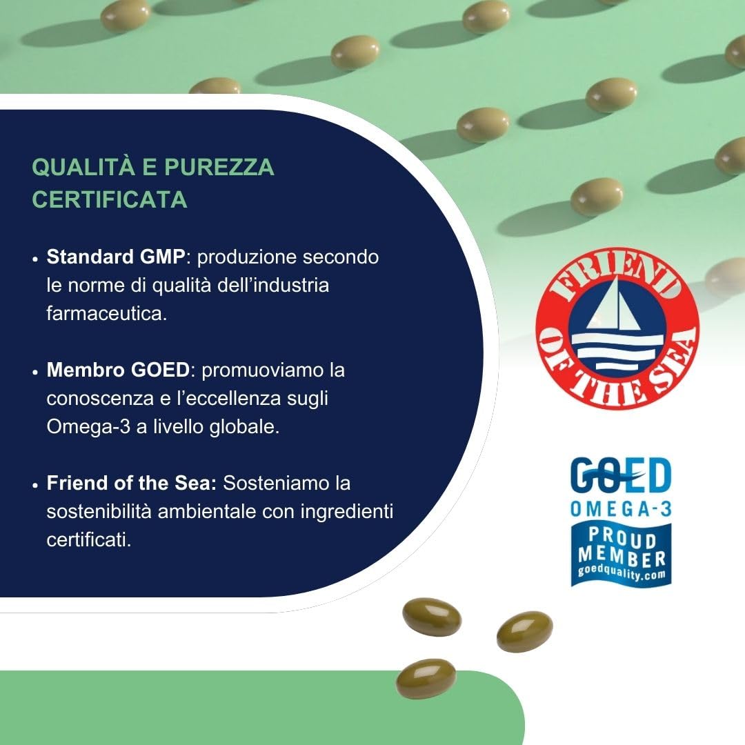 OMEGOR Mind | Integratore per la memoria e le funzioni congnitive | Con Omega 3 DHA ed estratto di Bacopa Monnieri, olio di borragine, zinco e vitamine B | Distillazione molecolare