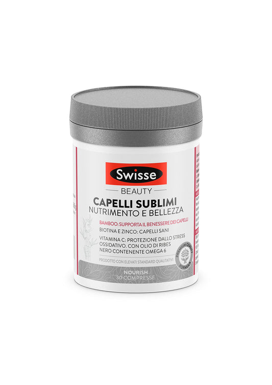 Swisse Capelli Sublimi 30 Compresse Integratore di Biotina, Vitamina C, Zinco, olio di ribes nero, integratore per capelli