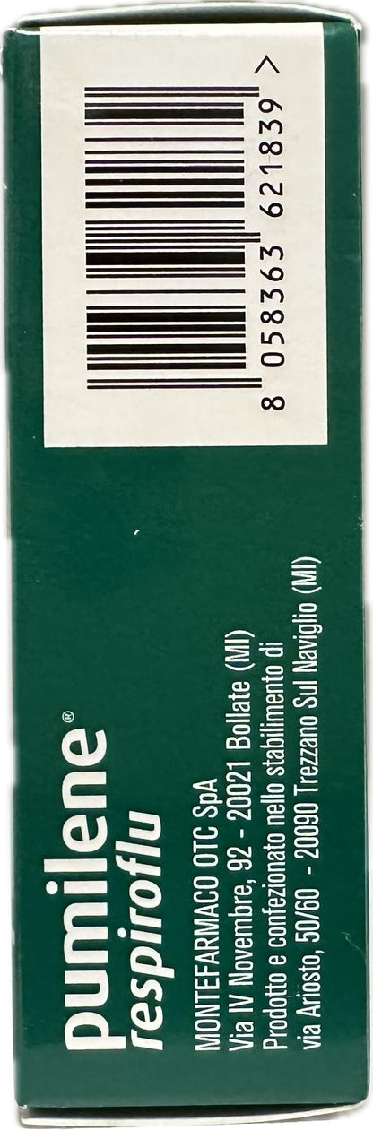 Pumilene Respiroflu 12 Bustine solubili con N-acetilcisteina, Bromelina, Oli essenziali, Gusto menta arancia, 36 g
