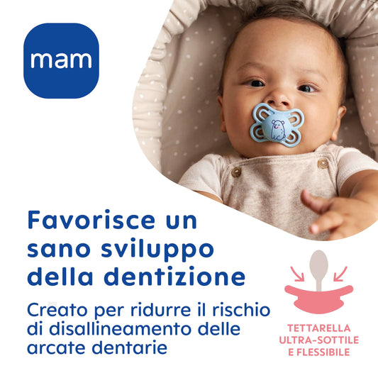 MAM Perfect Ciuccio misura 6+ mesi, Tettarella in Silicone SkinSoft, Bio-circolare, con Custodia Porta Succhietto, Fucsia