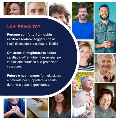 Cardiol Forte Omega 3 e Riso Rosso Fermentato (Monacolina K) - Omega3 EPA DHA da Olio di Pesce Puro con Acido Folico, Coenzima Q10 e Vitamina E - Sostegno per Cuore e Arterie - 30 Capsule