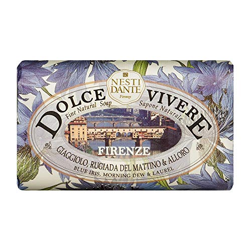 Nesti Dante Dolce Vivere Firenze Sapone Vegetale 250 g - Raffinato con Giaggiolo, Rugiada del Mattino e Alloro, per tutti i tipi di pelle, ideale per pelle sensibile