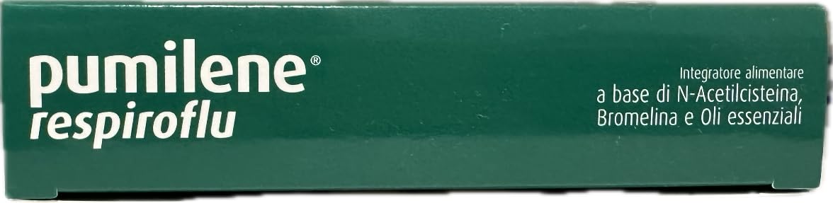 Pumilene Respiroflu 12 Bustine solubili con N-acetilcisteina, Bromelina, Oli essenziali, Gusto menta arancia, 36 g