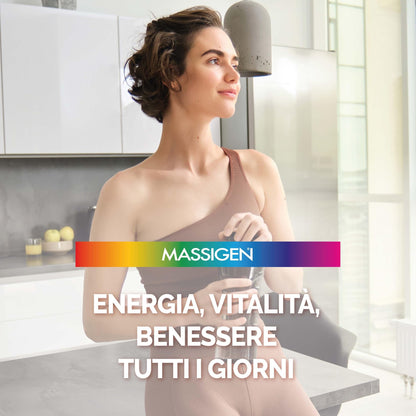 Massigen - Energy Gummy, Integratore Alimentare con Guaranà e Caffeina, Vitamine Gommose per Adulti, Gusto Lampone, 60 Caramelle, 192 g, Per Energia Fisica e Mentale