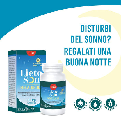 ERBA VITA Lietoson Melatonina integratore per favorire l’addormentamento e diminuire gli effetti del jet-lag