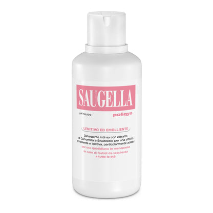 Saugella Poligyn, Detergente Intimo Emolliente Antiprurito, pH Neutro, con Camomilla e Acido Lattico, Adatto in Menopausa, 2 Detergenti da 750 ml