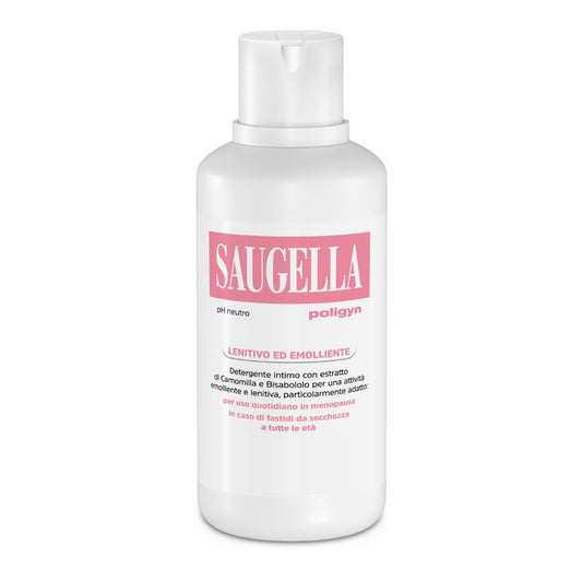 Saugella Poligyn, Detergente Intimo Emolliente Antiprurito, pH Neutro, con Camomilla e Acido Lattico, Adatto in Menopausa, 2 Detergenti da 750 ml