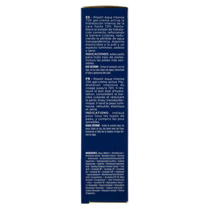 Rilastil Aqua Intense 72H, Gel-Crema Idratante Intensivo per Tutti i Tipi di Pelle, con Acido Ialuronico, Hydraboost, Ceramidi, Rende la Pelle Luminosa, Vellutata, Elastica e Sana, Confezione da 40ml