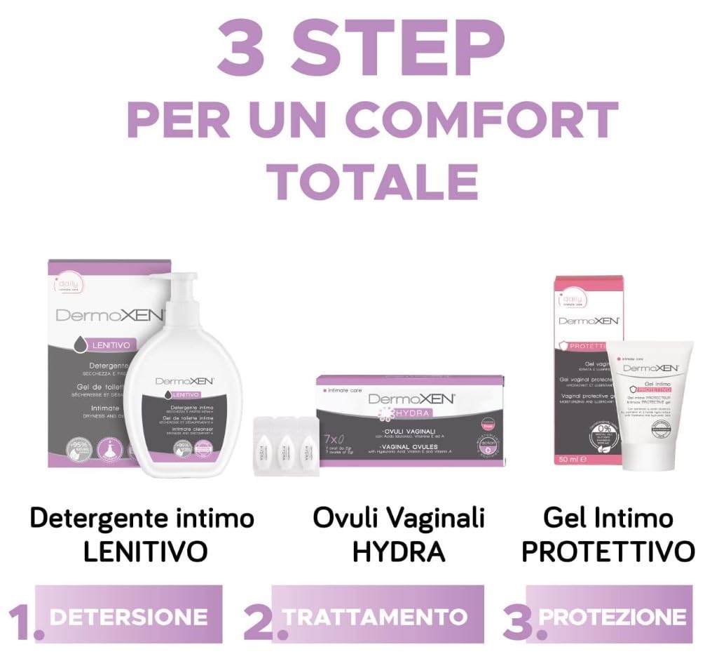 Dermoxen Hydra Ovuli Vaginali Idratanti con Acido Ialuronico. Aiutano a Combattere la Secchezza Vaginale, il Bruciore, il Prurito e le Irritazioni. Ideali in Menopausa. Conf. da 7 pezzi …